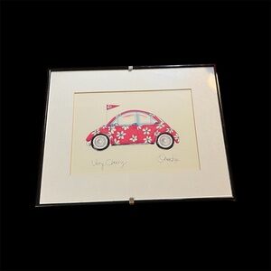 Anne Ormsby Very Cherry Volkswagen Watercolor Print Daisies